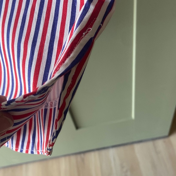 Kate Park NWT Striped Red White Blue Pull-On Capri Pants Pockets Sz L - Picture 4 of 7